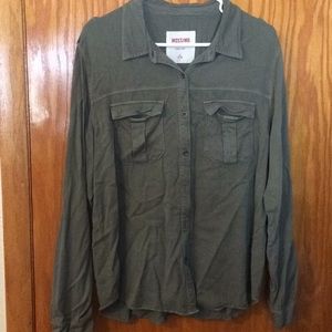 Olive green button up